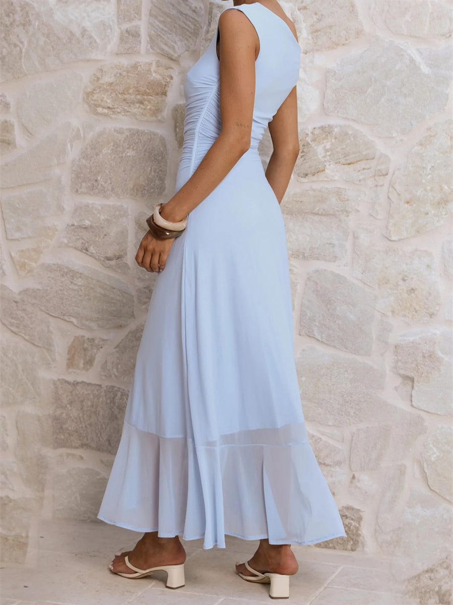 Sheath/Column One-Shoulder Ruffles Ankle-Length Chiffon Corset Bridesmaid Dress