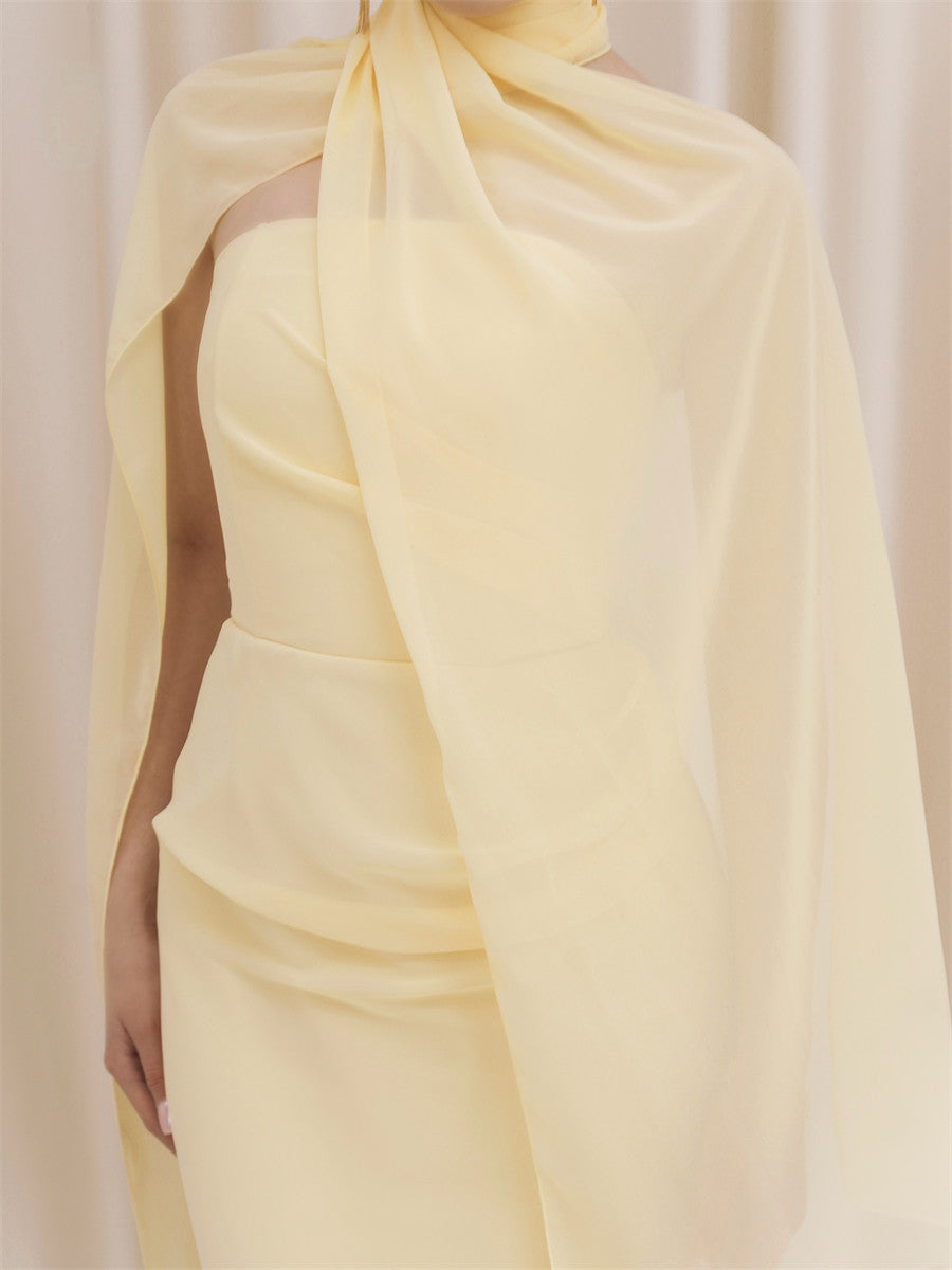 Sheath/Column Straight Pleated Floor-Length Chiffon Corset Bridesmaid Dress