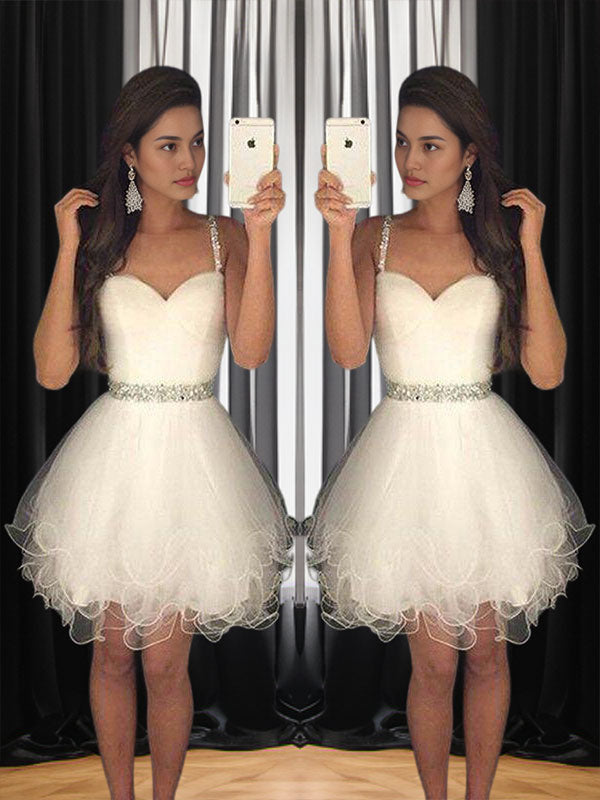 A-line Sweetheart Ruffles Short/Mini Tulle Dress