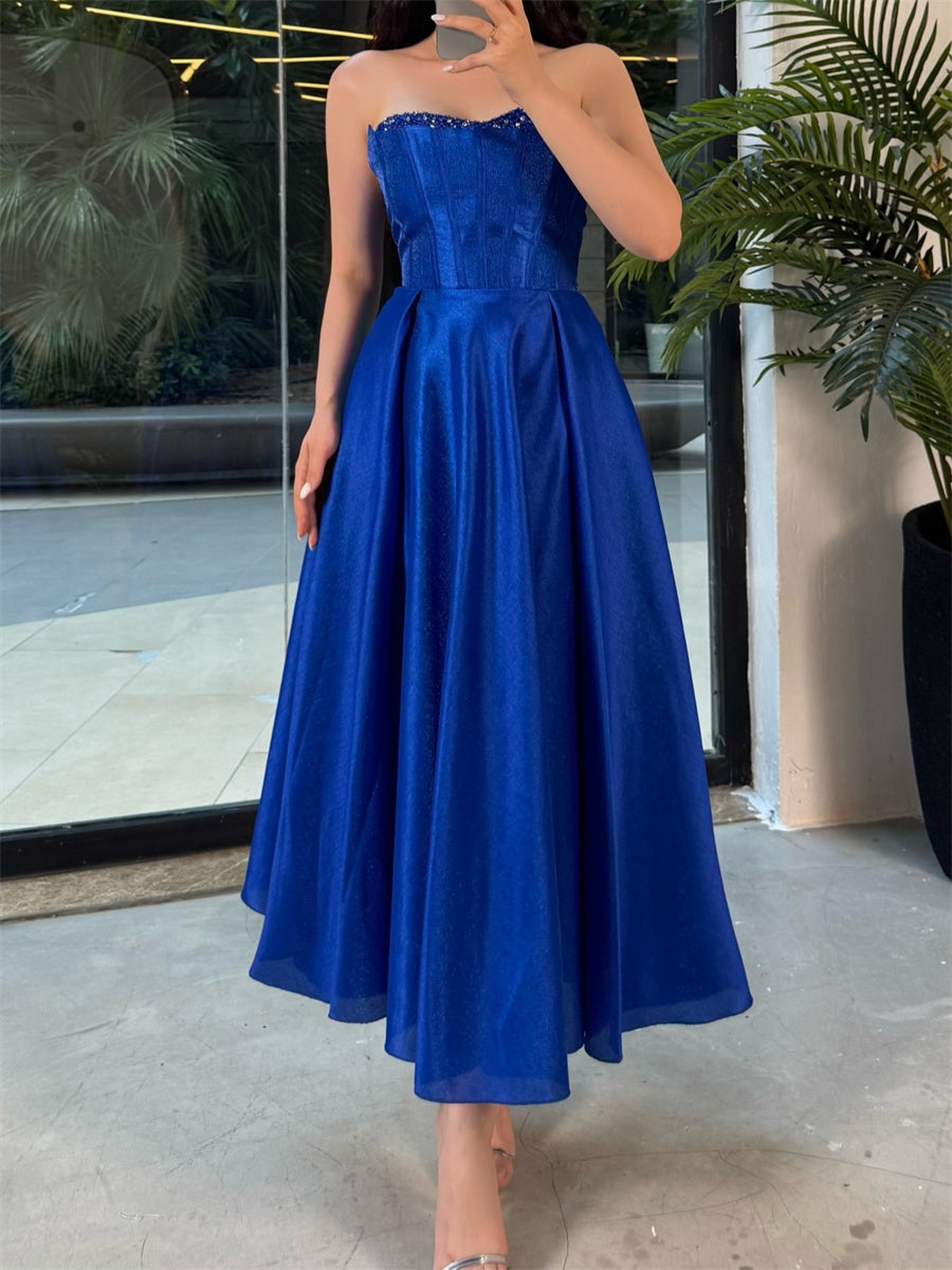 A-line/Princess Sweetheart Tea-Length Corset Homecoming Dress