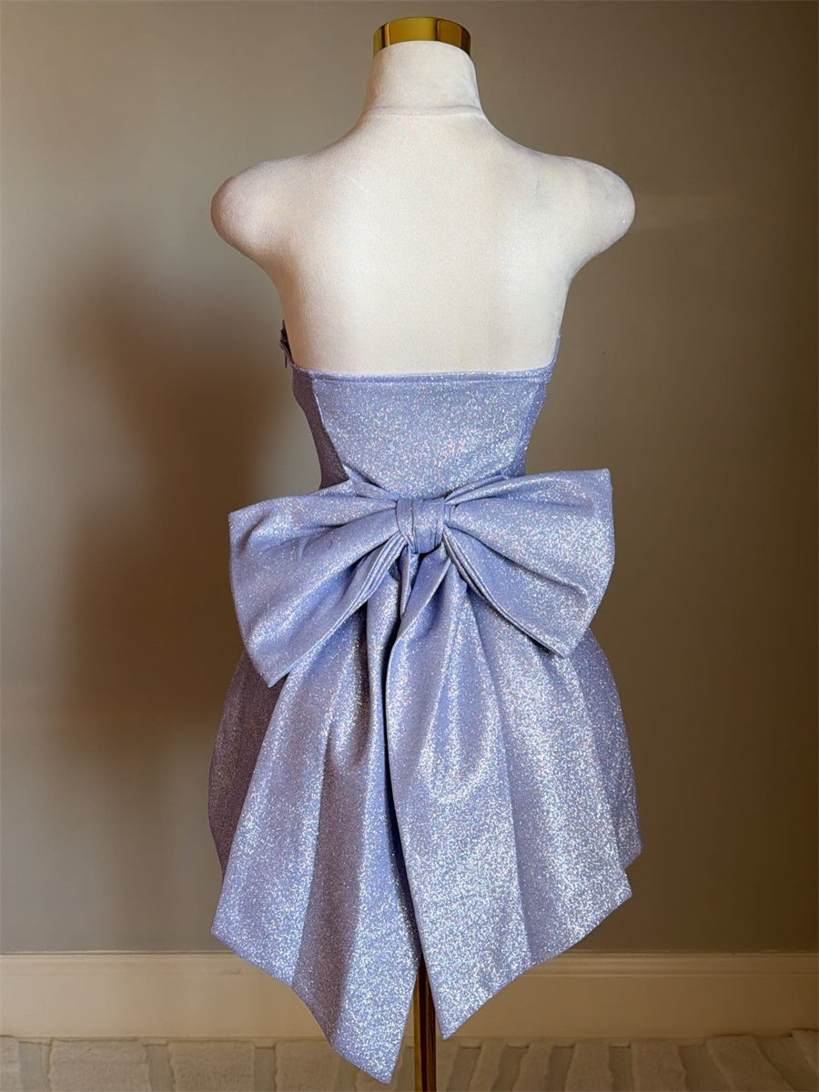 A-line/Princess Straight Bow Short/Mini Corset Homecoming Dress