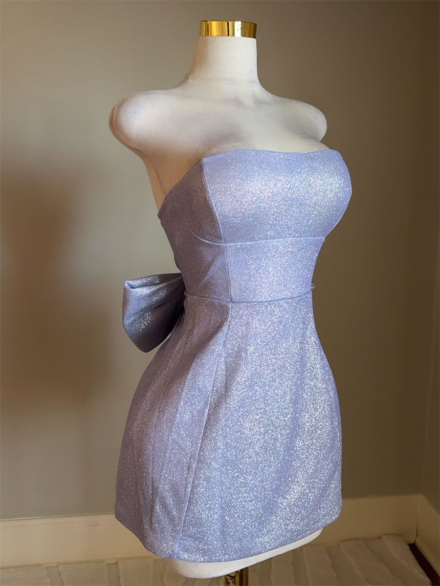 A-line/Princess Straight Bow Short/Mini Corset Homecoming Dress