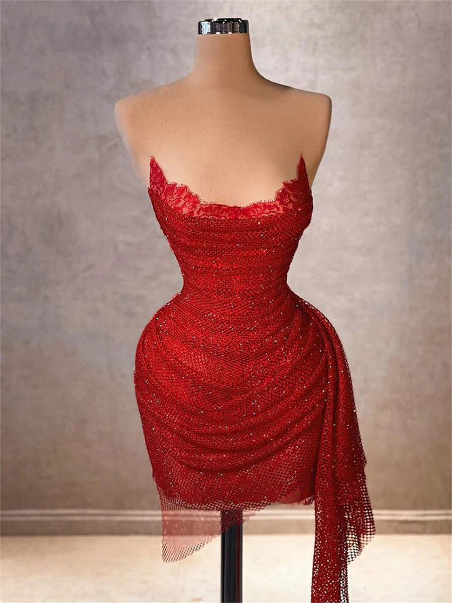 Sheath/Column Straight Pleated Short/Mini Lace Corset Homecoming Dress
