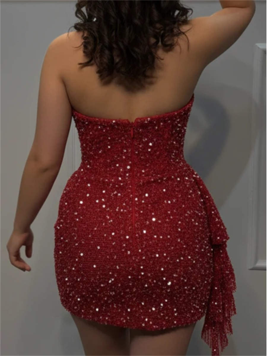 Sheath/Column Sweetheart Pleated Short/Mini Lace Corset Homecoming Dress