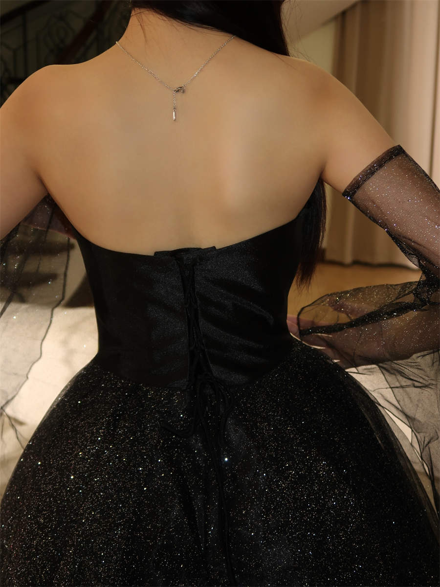 A-line/Princess Sweetheart Long Sleeves Short/Mini Tulle Corset Homecoming Dress