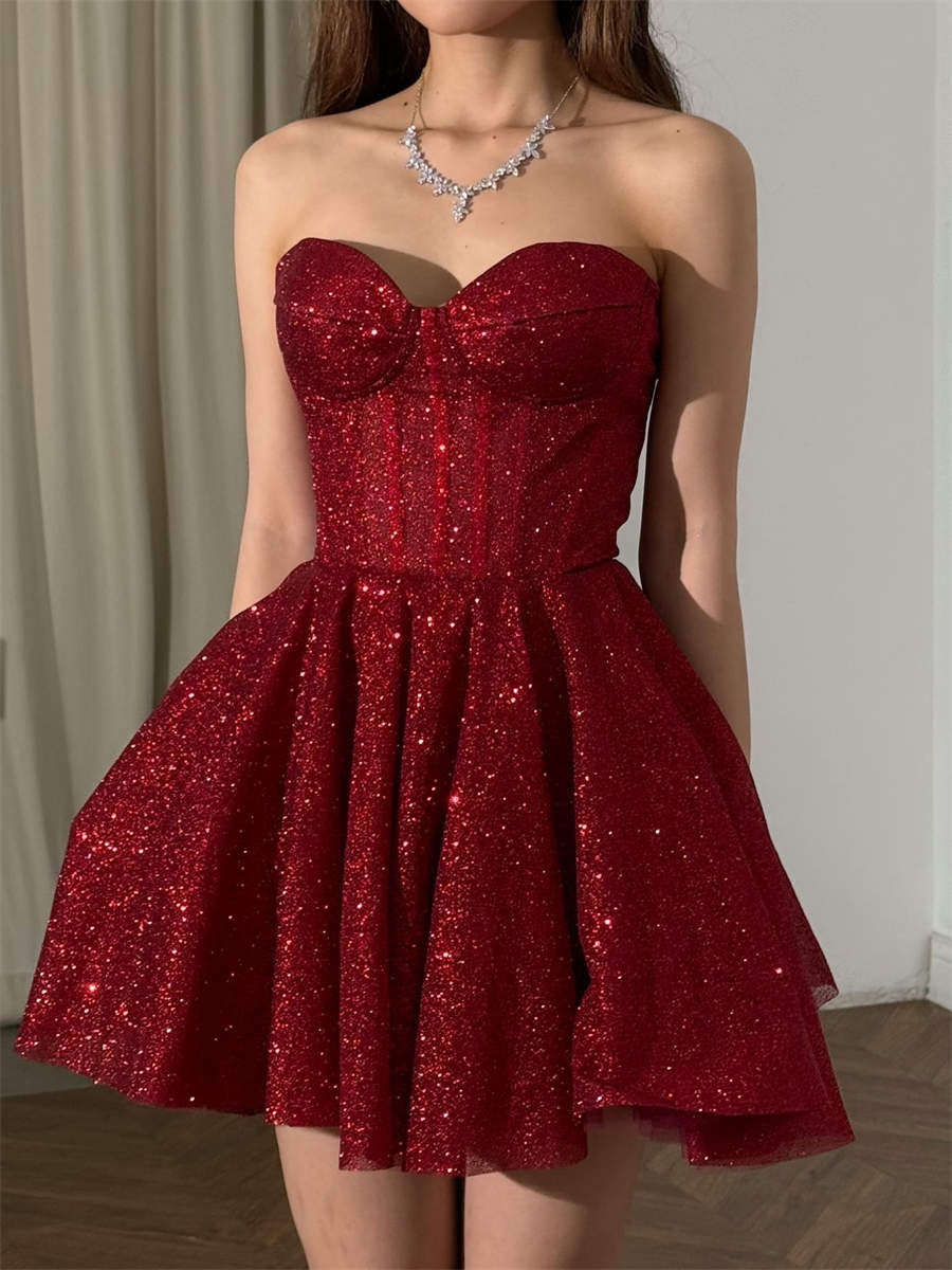 A-line/Princess Sweetheart Short/Mini Corset Homecoming Dress