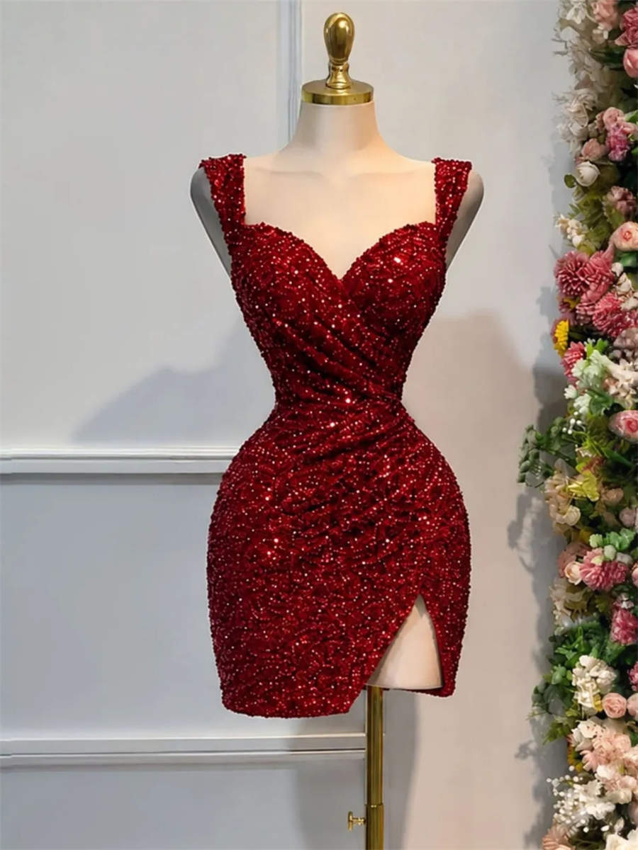 Sheath/Column Sweetheart Pleated Short/Mini Homecoming Dress