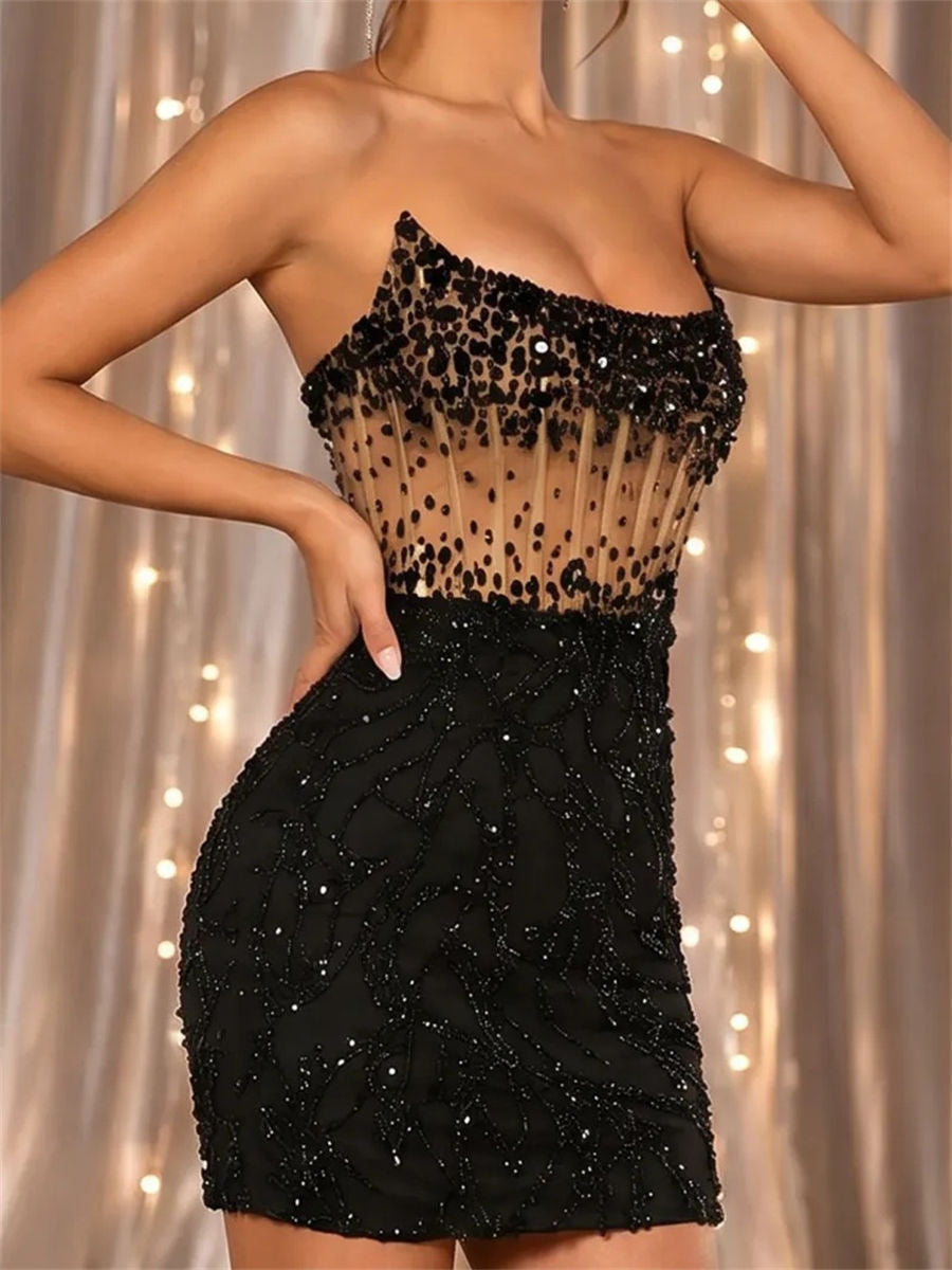 Sheath/Column Straight Beading Short/Mini Satin Corset Homecoming Dress