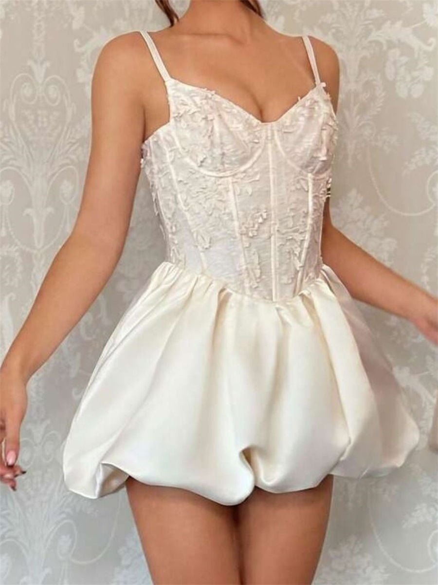 A-line/Princess Sweetheart Ruffles Short/Mini Satin Corset Homecoming Dress