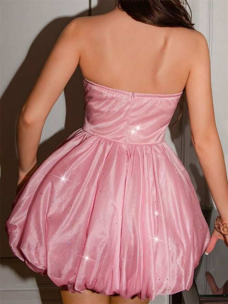 A-line/Princess Sweetheart Ruffles Short/Mini Corset Homecoming Dress