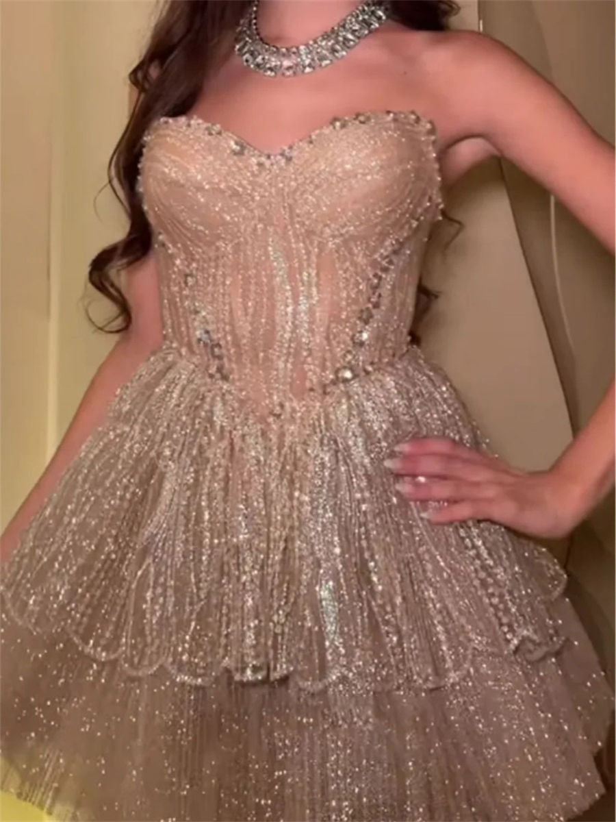 A-line/Princess Sweetheart Ruffles Short/Mini Homecoming Dress