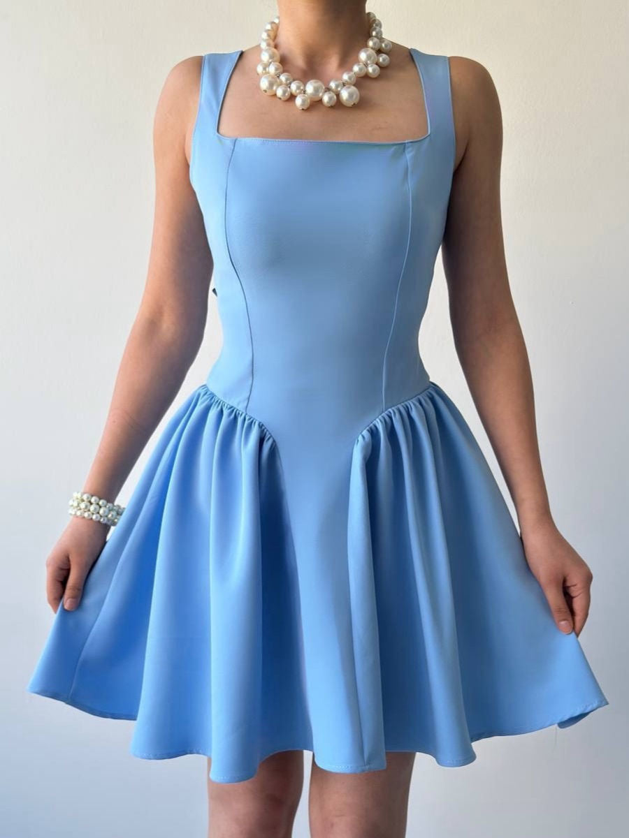 A-line/Princess Square Bow Short/Mini Stretch Crepe Homecoming Dress