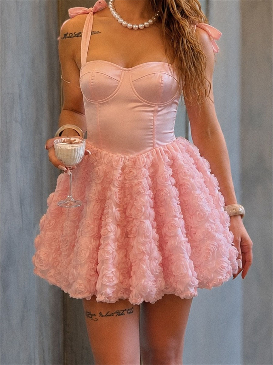 A-line/Princess Sweetheart Ruffles Short/Mini Silk Like Satin Corset Homecoming Dress