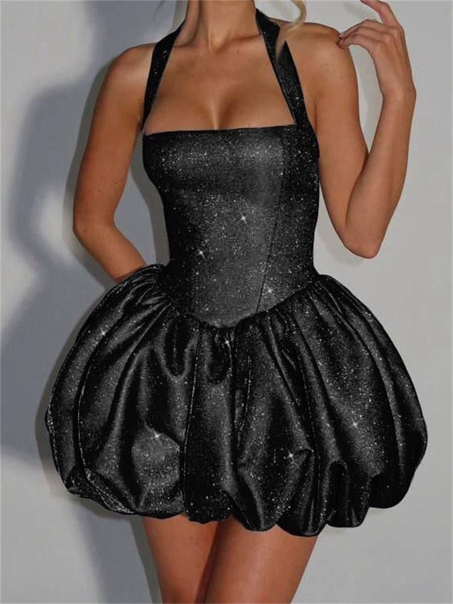 A-line/Princess Halter Ruffles Short/Mini Corset Homecoming Dress