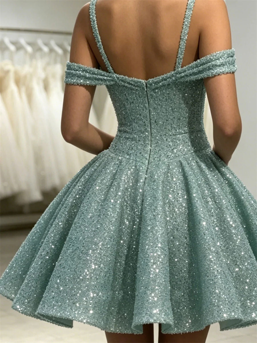 A-line/Princess Sweetheart Ruffles Short/Mini Lace Corset Homecoming Dress