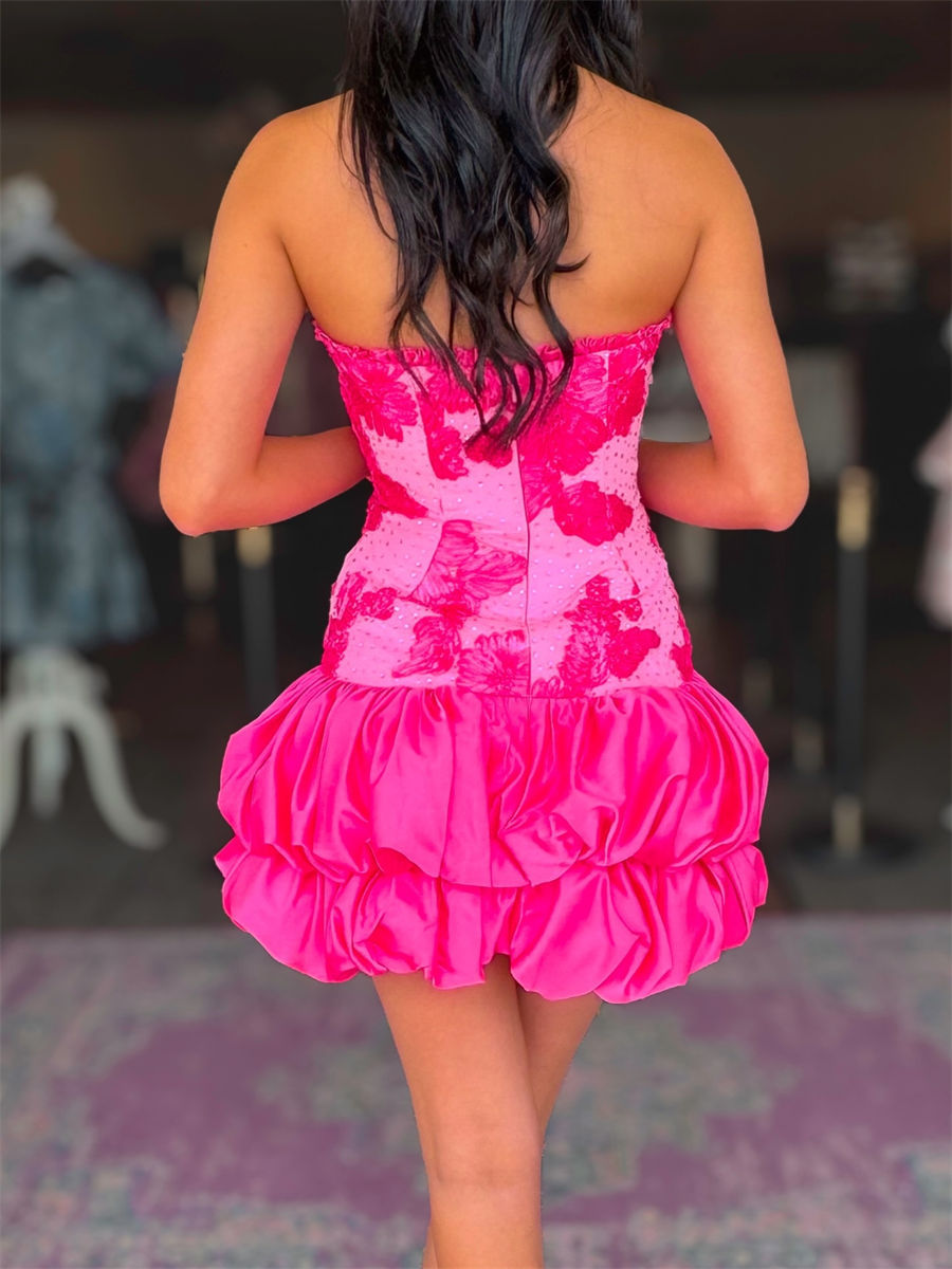 Sheath/Column Straight Ruffles Short/Mini Silk Like Satin Corset Homecoming Dress