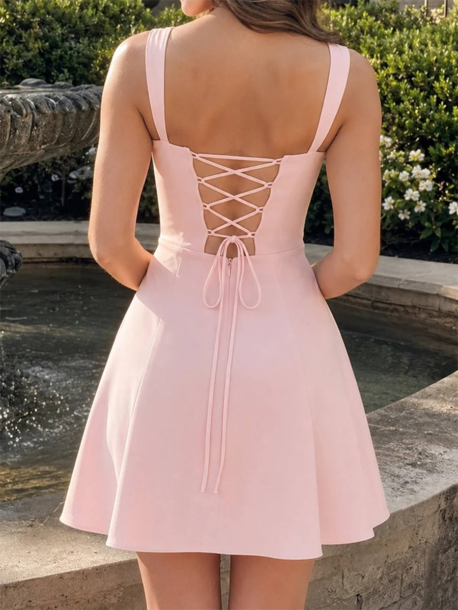 A-line/Princess Straps Appliques Lace Short/Mini Stretch Crepe Homecoming Dress