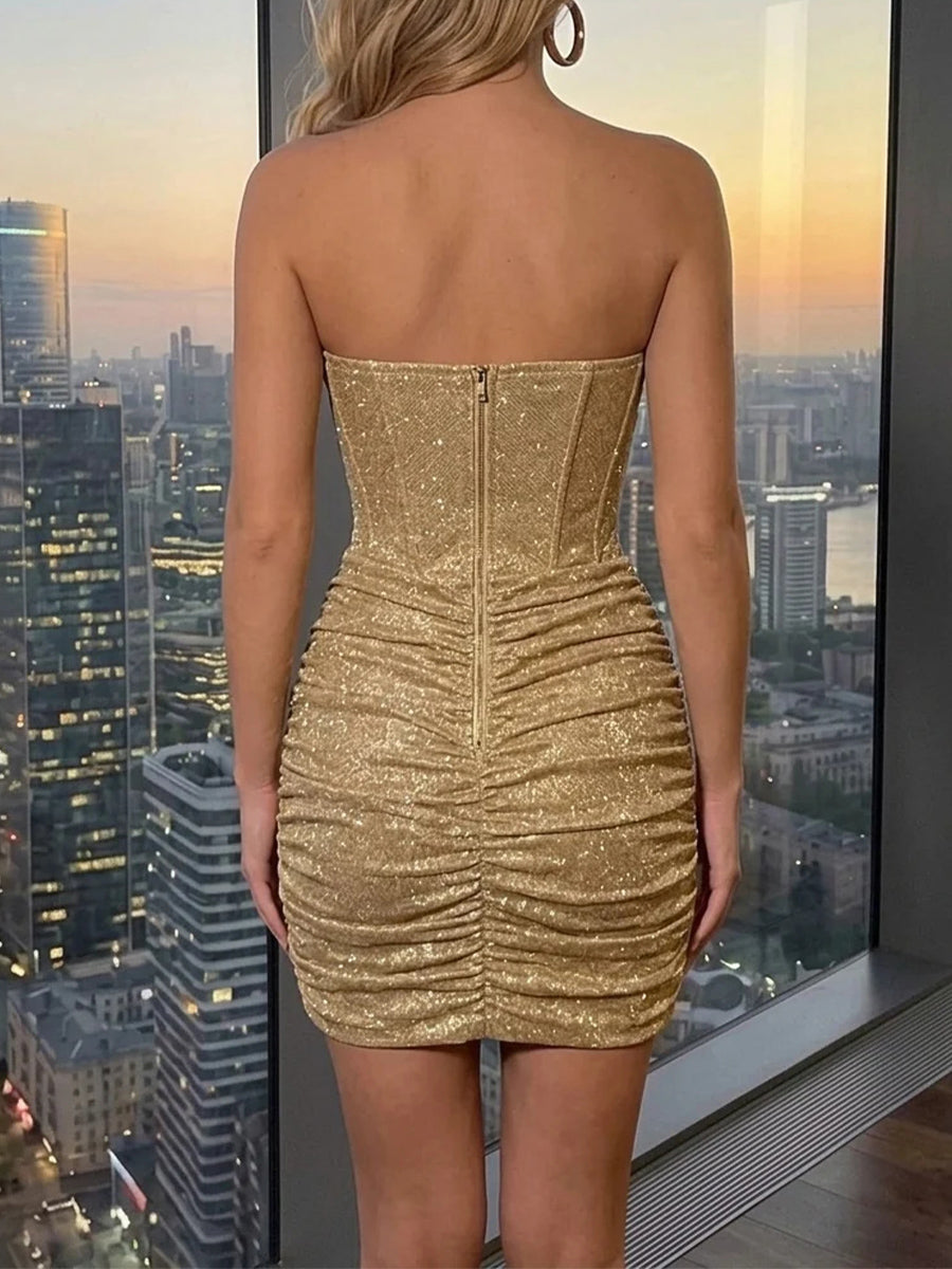 Sheath/Column Straight Pleated Short/Mini Corset Homecoming Dress