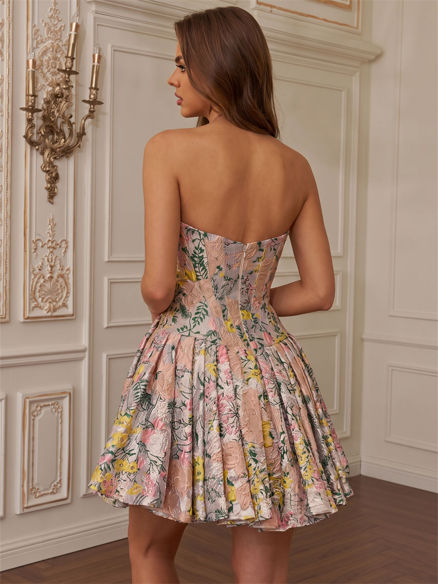 A-line/Princess Straight Bow Short/Mini Corset Homecoming Dress