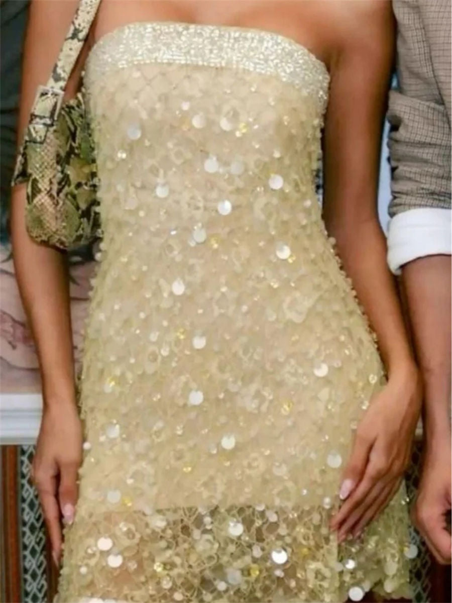 Sheath/Column Strapless Sequin Short/Mini Corset Homecoming Dress