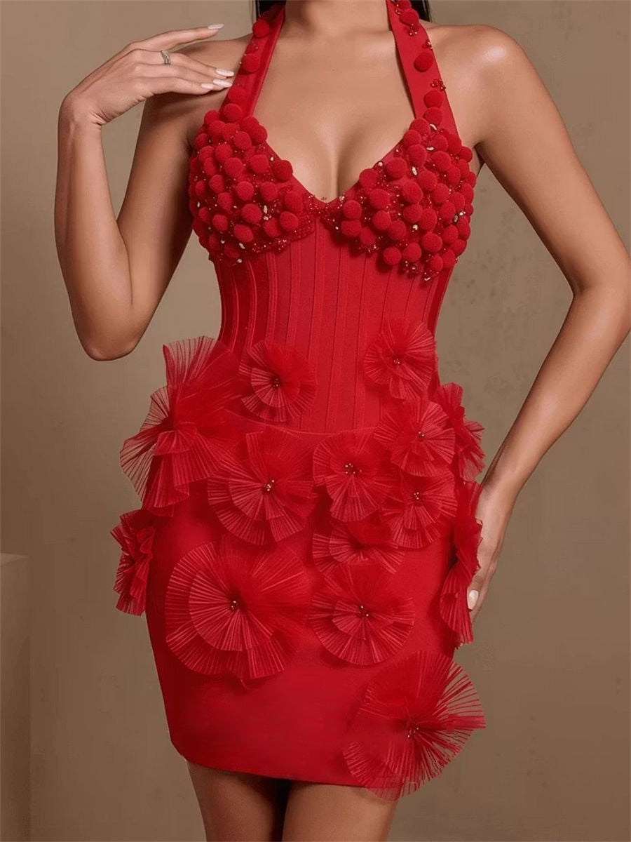Sheath/Column Halter Short/Mini Stretch Crepe Corset Homecoming Dress