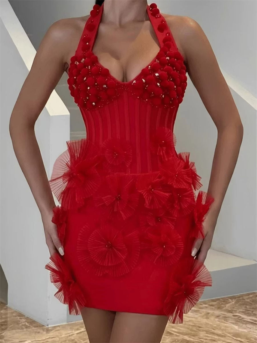 Sheath/Column Halter Short/Mini Stretch Crepe Corset Homecoming Dress