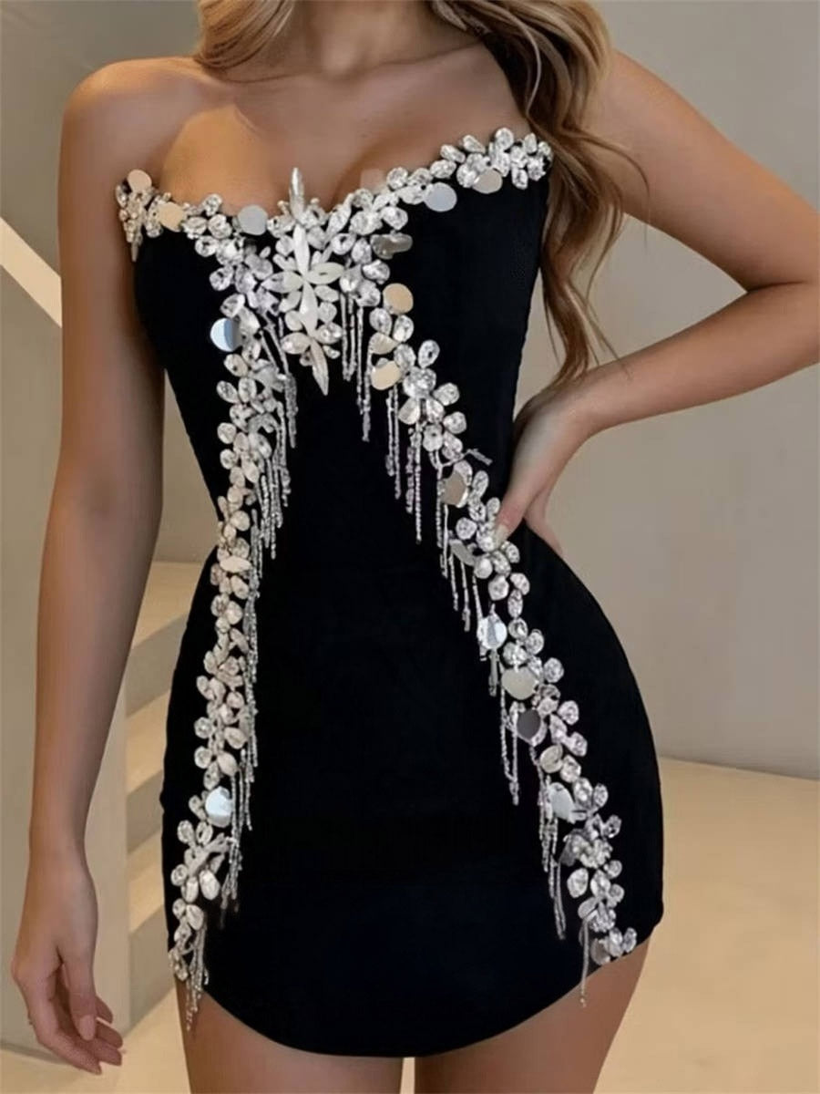 Sheath/Column Straight Beading Short/Mini Stretch Crepe Corset Homecoming Dress