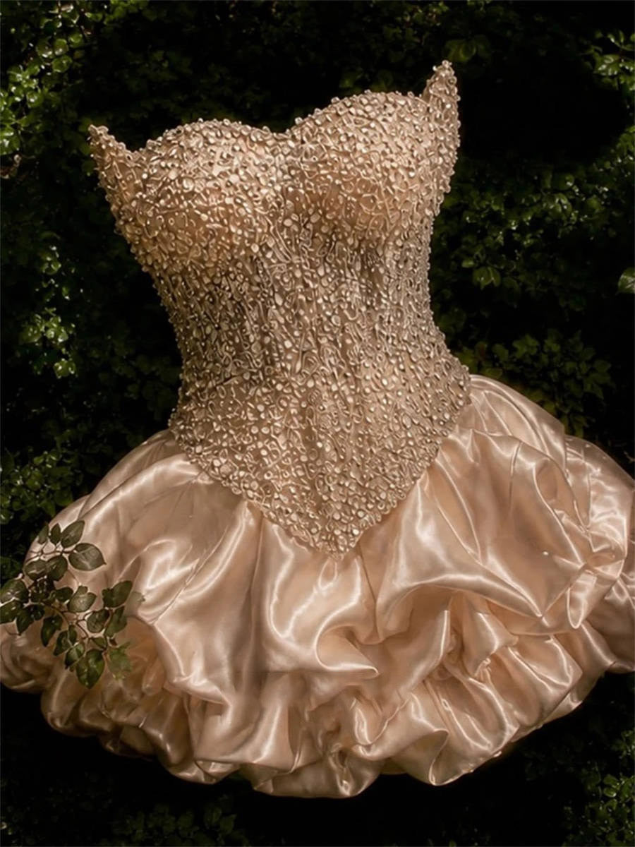 A-line/Princess Sweetheart Ruffles Short/Mini Corset Homecoming Dress