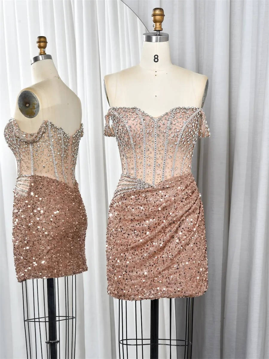 Sheath/Column Sweetheart Pleated Short/Mini Corset Homecoming Dress