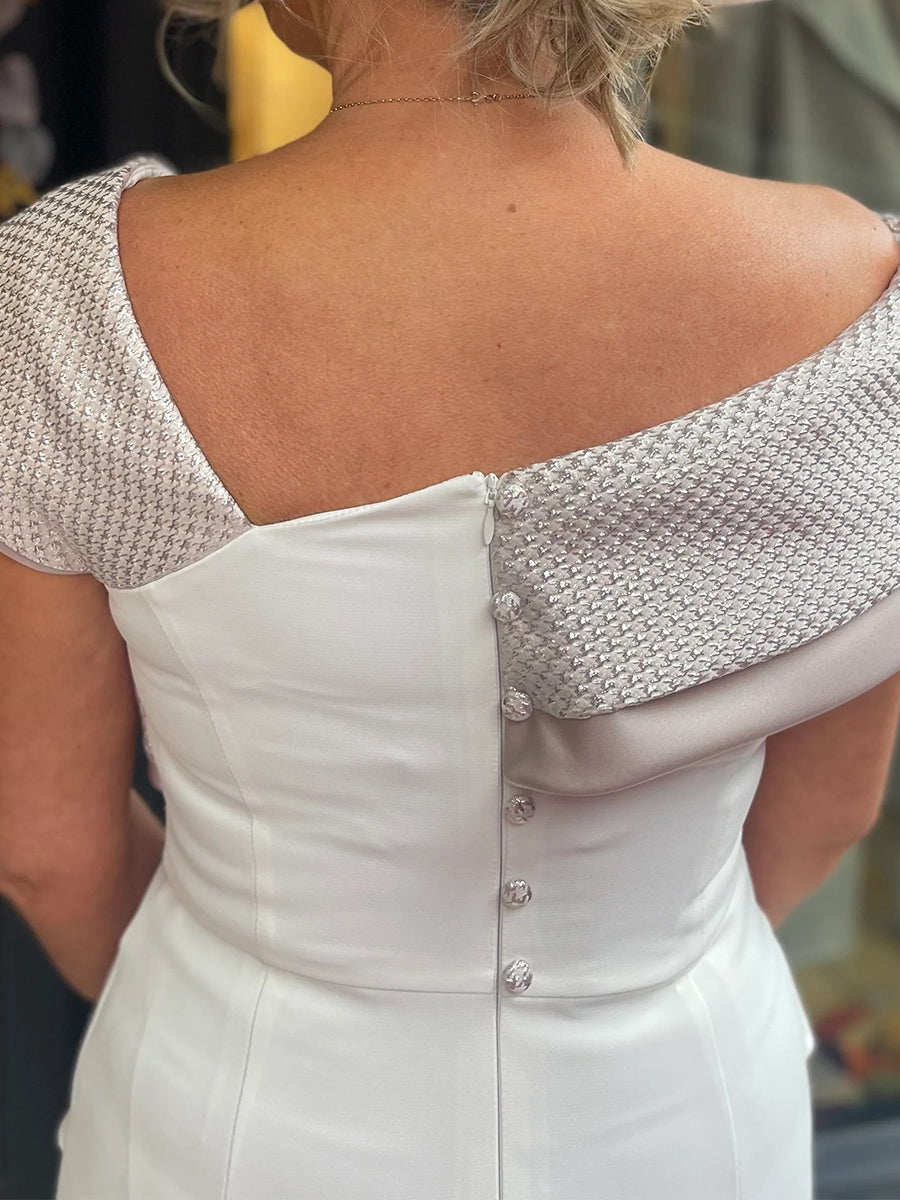 Sheath One-Shoulder Ruffles Tea-Length Satin Corset Mother of the Bride Dress