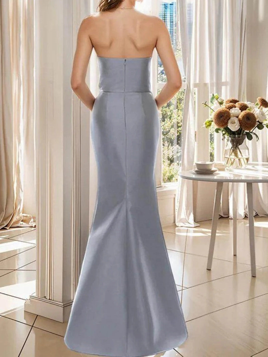Sheath Strapless Floor-Length Satin Corset Mother of the Bride Dress