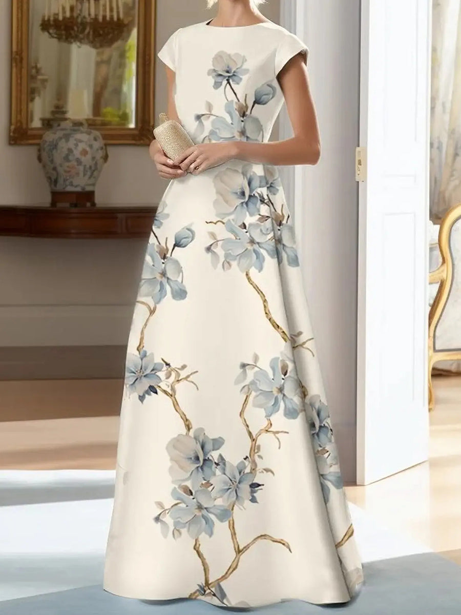 A-line Scoop Ruffles Floor-Length Corset Mother of the Bride Dress