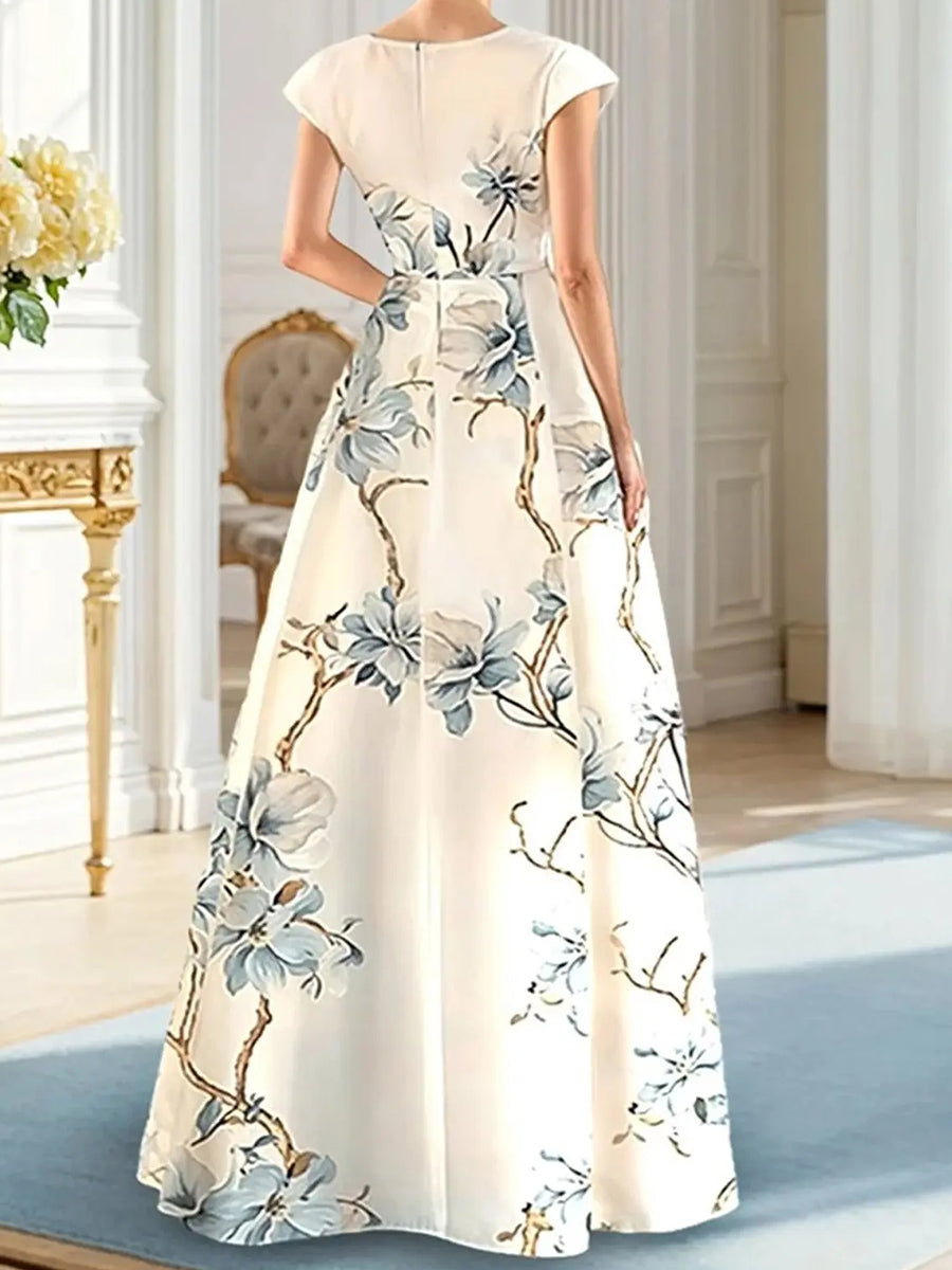 A-line Scoop Ruffles Floor-Length Corset Mother of the Bride Dress
