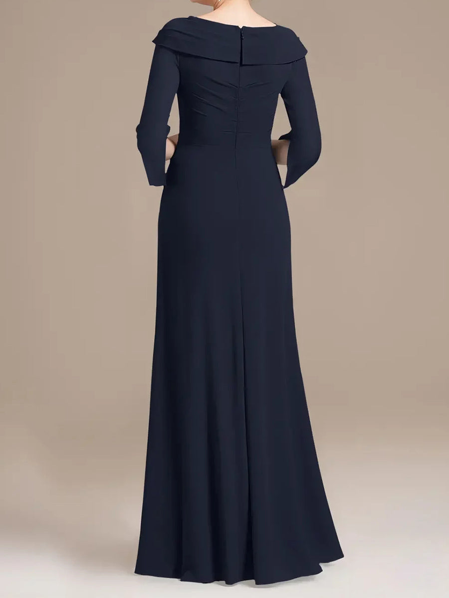 A-line/Princess V-neck 3/4 Sleeves Appliques Lace Floor-Length Chiffon Corset Mother of the Bride Dress