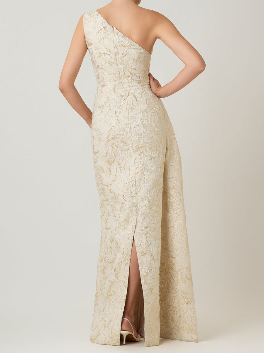 Sheath/Column One-Shoulder Pleated Floor-Length Corset Mother of the Bride Dress