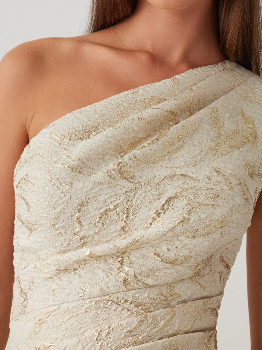 Sheath/Column One-Shoulder Pleated Floor-Length Corset Mother of the Bride Dress