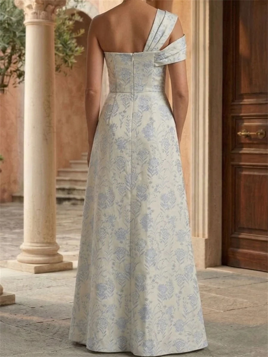 Sheath/Column One-Shoulder Ruffles Floor-Length Corset Mother of the Bride Dress