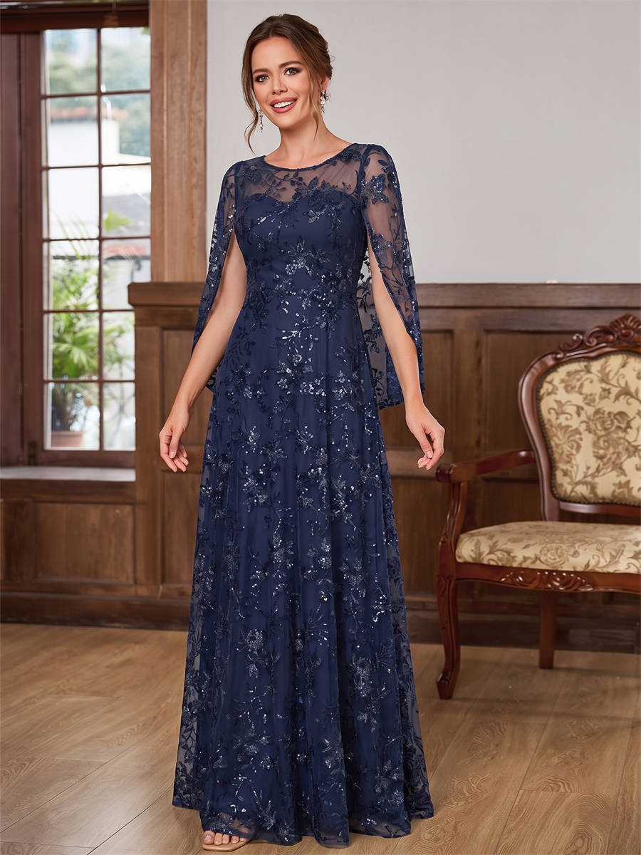 A-line Scoop Cap Sleeves Appliques Lace Floor-Length Lace Corset Mother of the Bride Dress