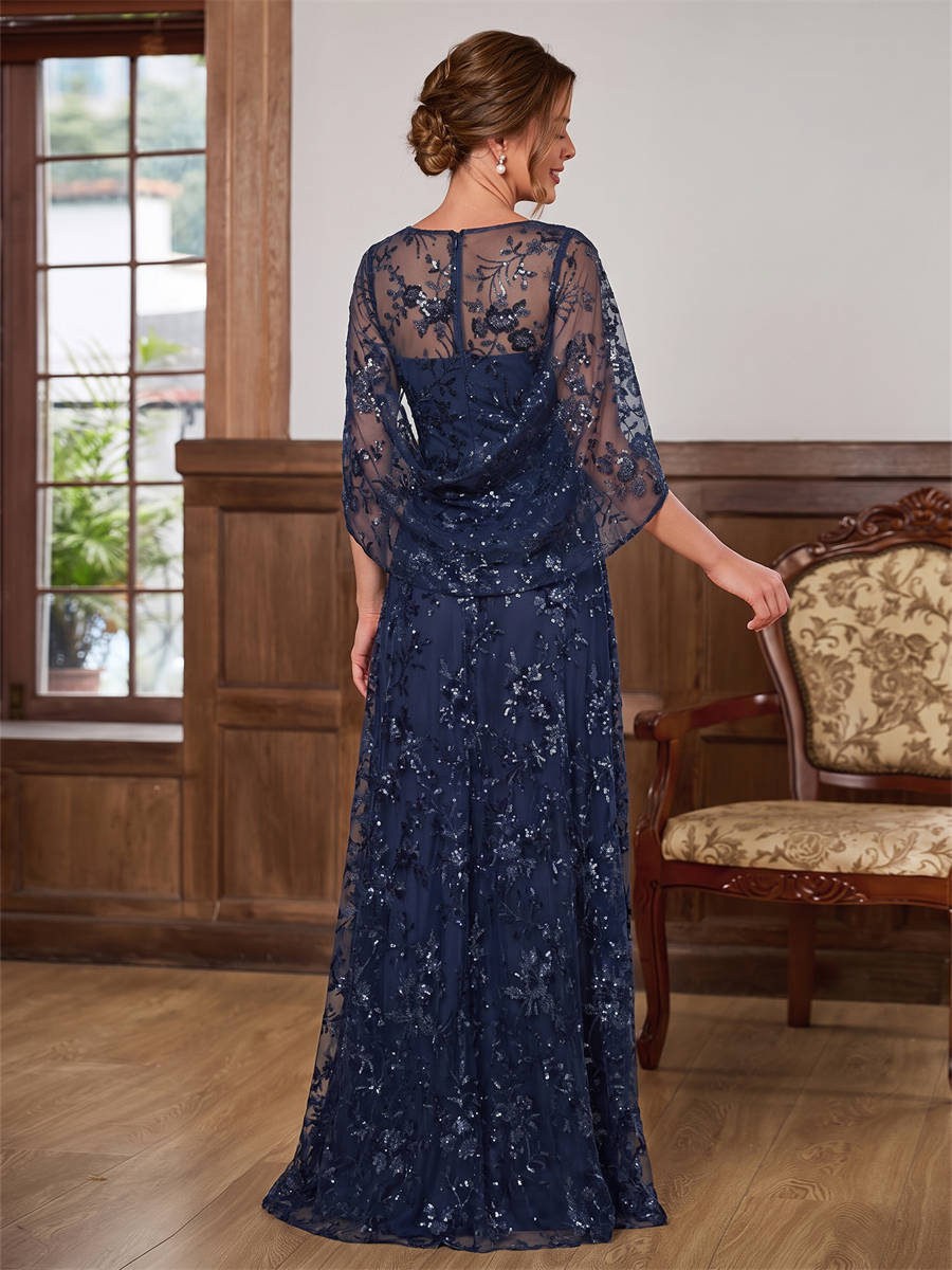 A-line Scoop Cap Sleeves Appliques Lace Floor-Length Lace Corset Mother of the Bride Dress