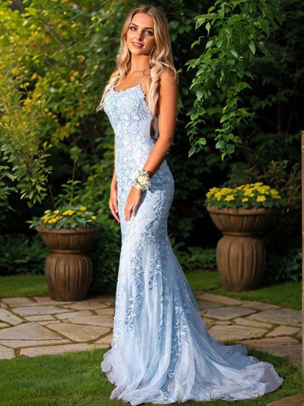 Sheath One-Shoulder Long Sleeves Appliques Lace Sweep Train Lace Dress