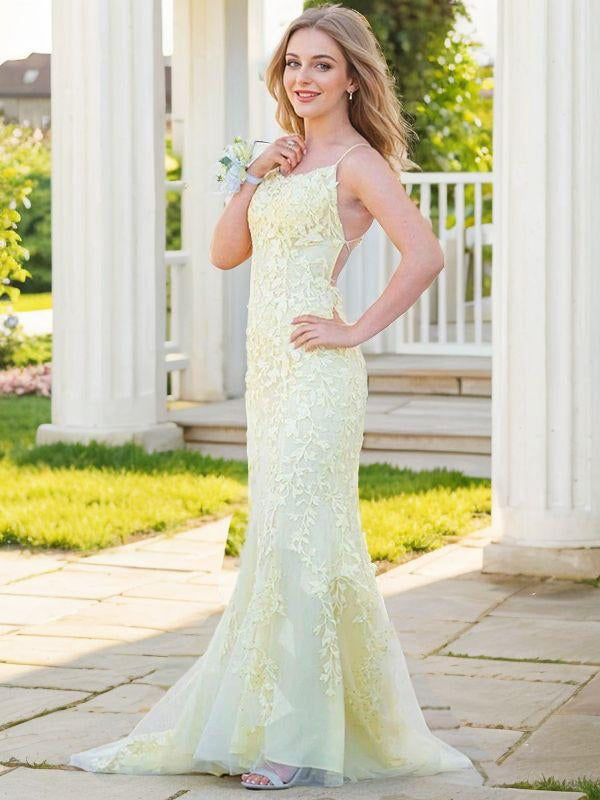 Sheath One-Shoulder Long Sleeves Appliques Lace Sweep Train Lace Dress