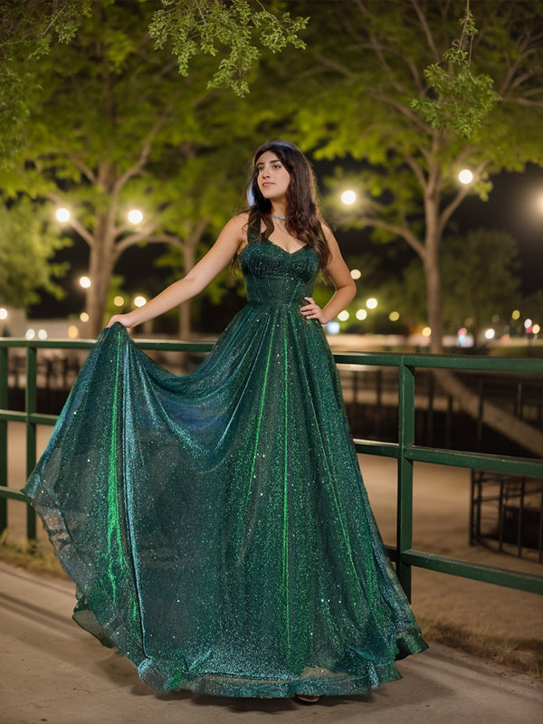 A-line Spaghetti Straps Floor-Length Corset Dress