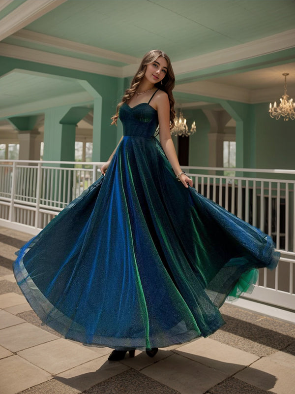 A-line Spaghetti Straps Floor-Length Corset Dress