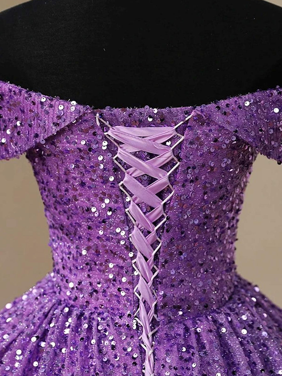 Ball-Gown Off-the-Shoulder Floor-Length Corset Prom Dress