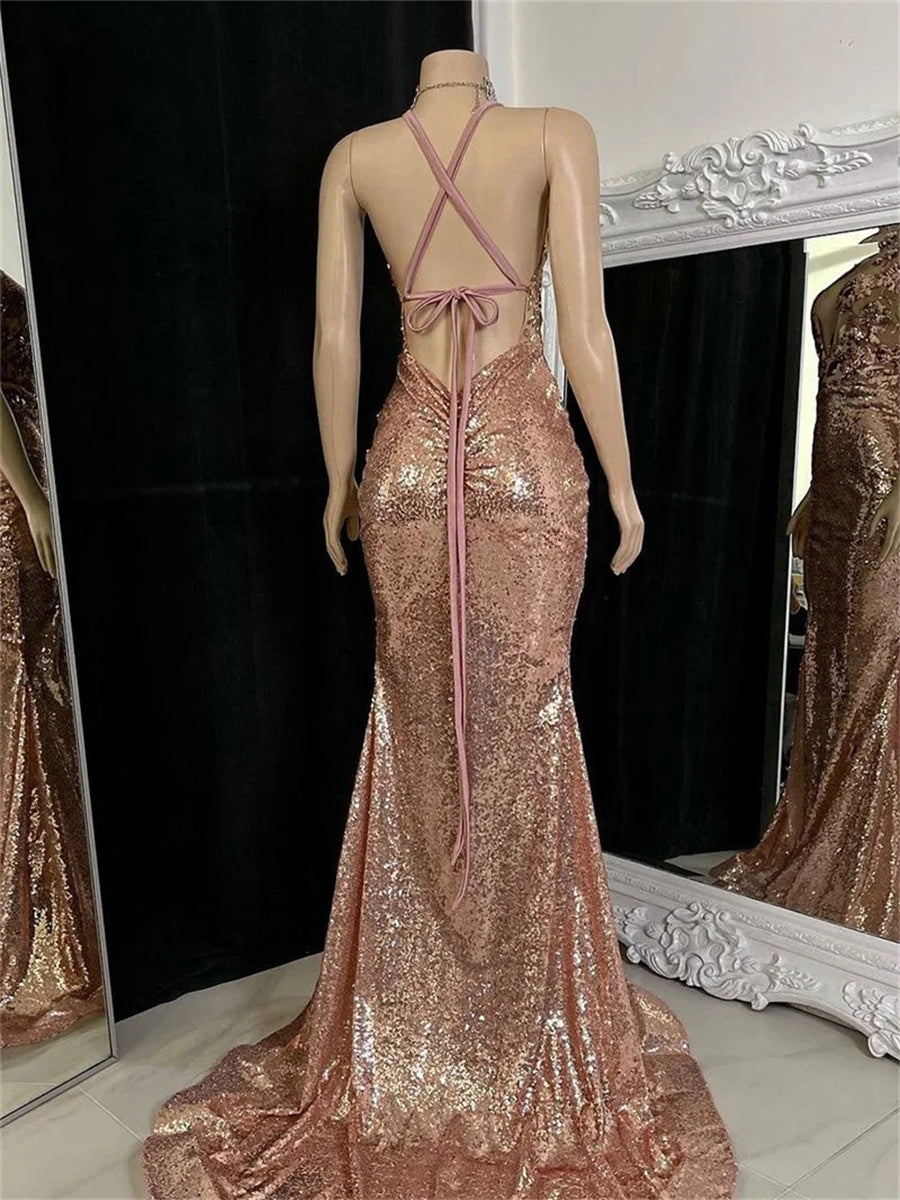Sheath/Column V-neck Appliques Lace Sweep Train Sequins Evening Dress