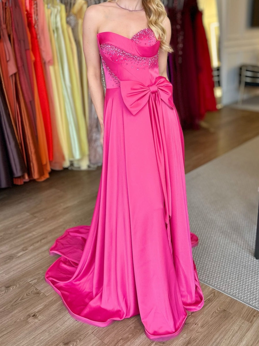 Sheath Sweetheart Bow Court Train Corset Evening Dress