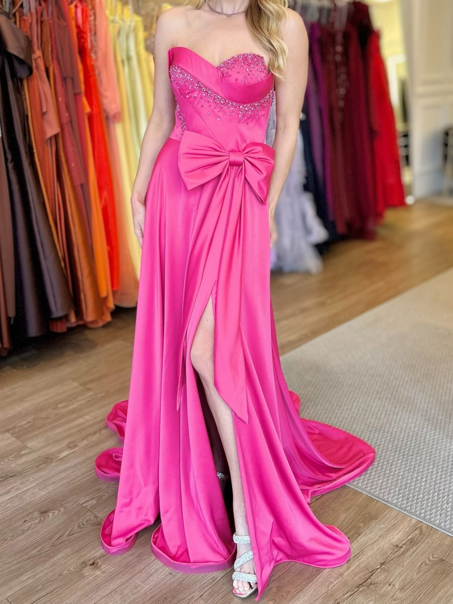 Sheath Sweetheart Bow Court Train Corset Evening Dress