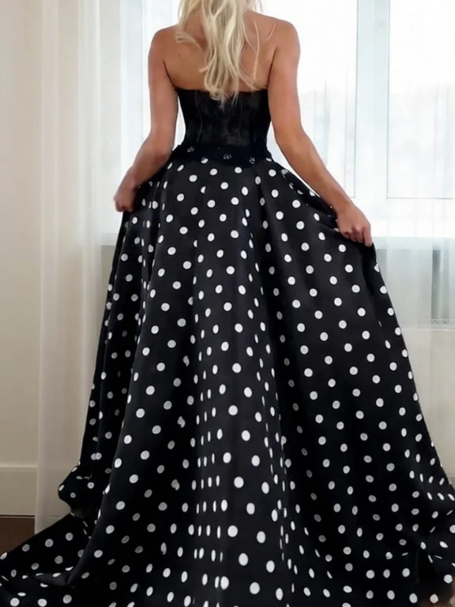 A-line Straight Ruffles Court Train Corset Evening Dress