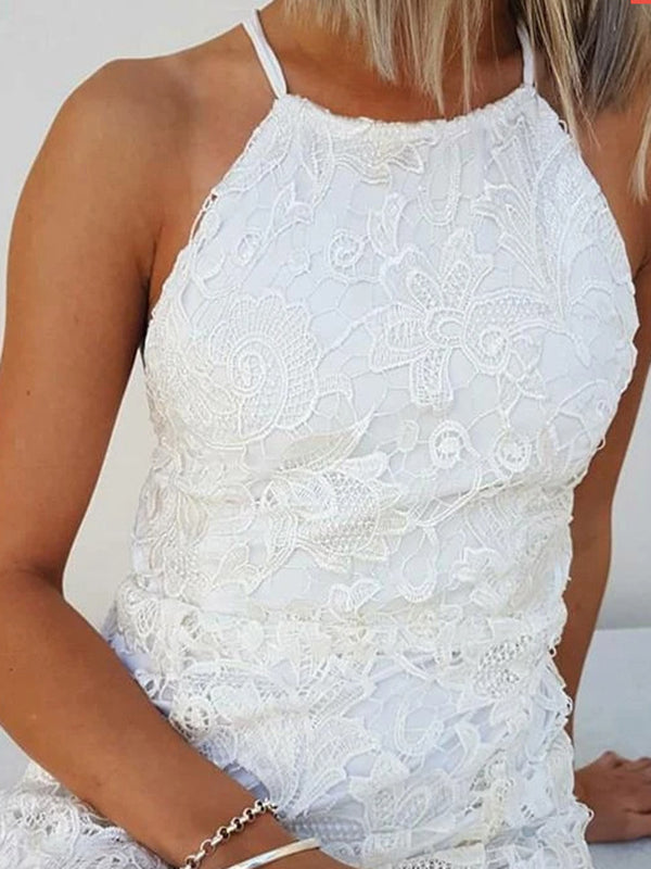 Sheath Halter Appliques Lace Sweep Train Lace Wedding Dress