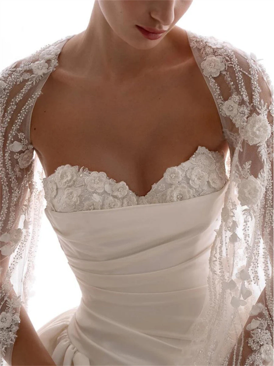 A-line/Princess Sweetheart Pleated Court Train Satin Corset Wedding Dress